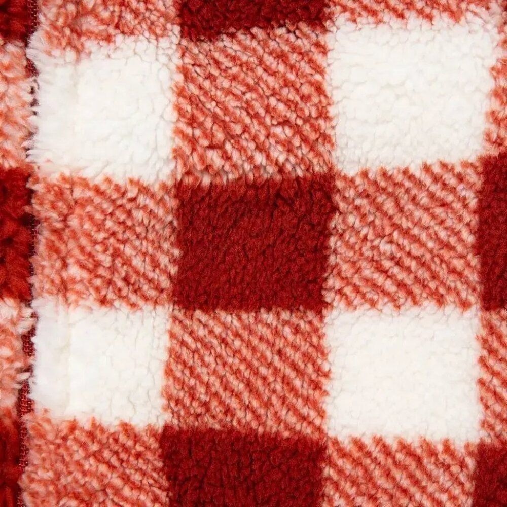 Carters 3pc Vest Set Baby Boys 9M Red Buffalo Plaid Sherpa Bear Excellent - Picture 6 of 6